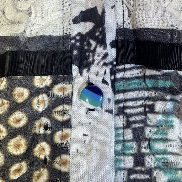 Alberto Makali Button Up Top M Patchwork Art To Wear Mixed Media Floral Boho Y2K - Picture 9 of 12